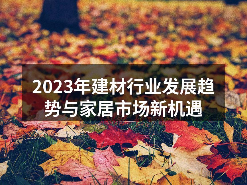 2023年建材行业发展趋势与家居市场新机遇