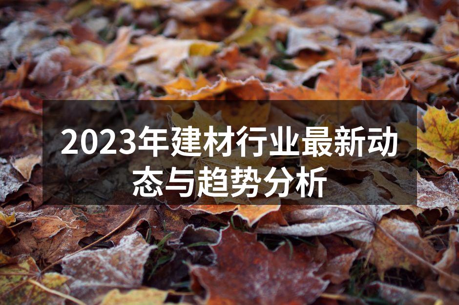2023年建材行业最新动态与趋势分析